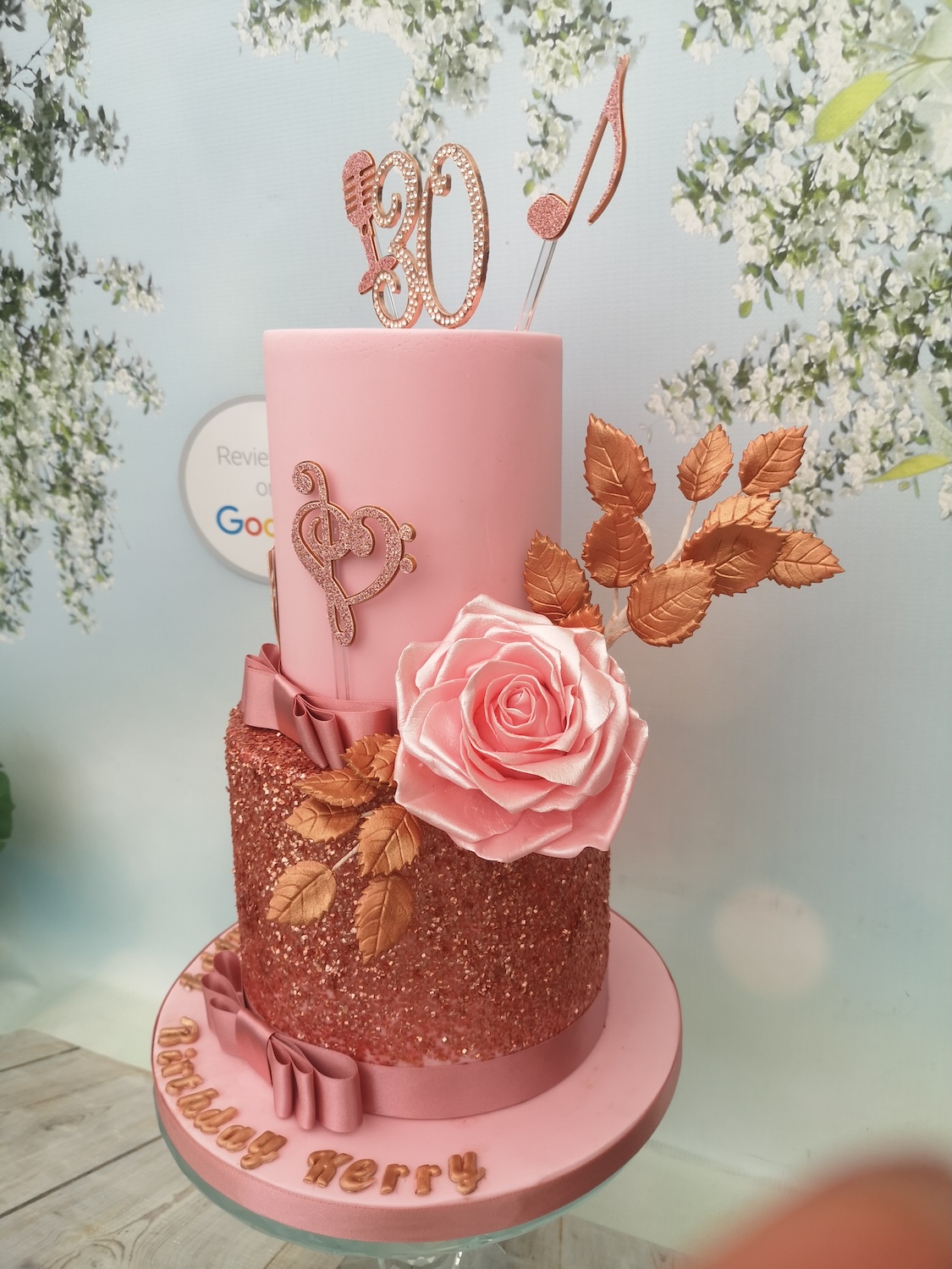 pink glitsy sparkling birthday cake