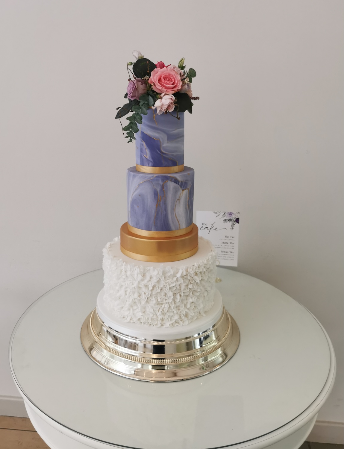 purple marbled wedding cake